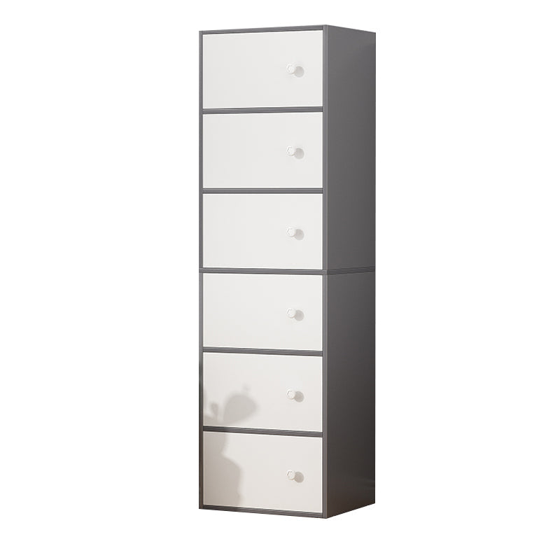 Knobs Handle Storage Cabinet Wood Standard Cabinet with Drawer 16"L x 12"W x 60"H Gray-White Clearhalo 'Cabinets & Chests' 'cabinets_chests' 'furn' 'furn_cabinets_chests' 'Furniture' 'Living Room Furniture' 6568149