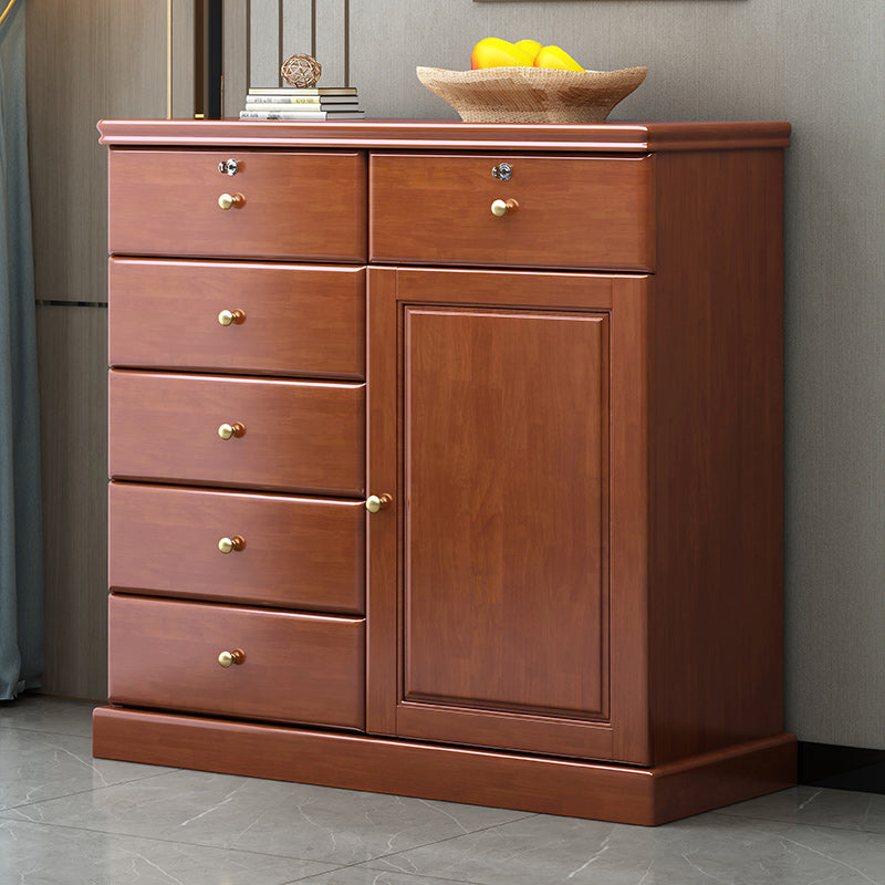 39.4" Tall Solid Wood Chest 6 - Drawer and 1 - Door Accent Cabinet Brown Clearhalo 'Cabinets & Chests' 'cabinets_chests' 'furn' 'furn_cabinets_chests' 'Furniture' 'Living Room Furniture' 6568202