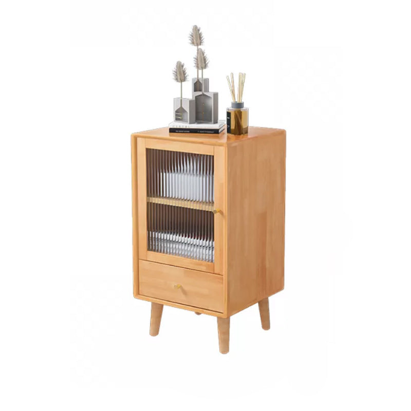 Contemporary Solid Wood Cabinet Glass Paned 1 - Door Natural Chest with Drawers Natural 1 Clearhalo 'Cabinets & Chests' 'cabinets_chests' 'furn' 'furn_cabinets_chests' 'Furniture' 'Living Room Furniture' 6568213