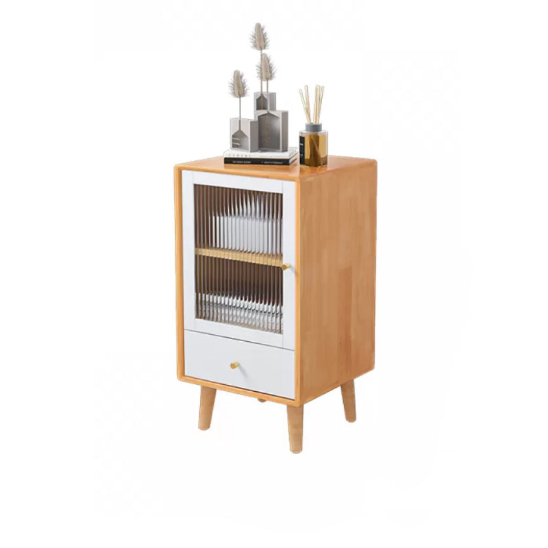 Contemporary Solid Wood Cabinet Glass Paned 1 - Door Natural Chest with Drawers Natural Wood White 1 Clearhalo 'Cabinets & Chests' 'cabinets_chests' 'furn' 'furn_cabinets_chests' 'Furniture' 'Living Room Furniture' 6568214
