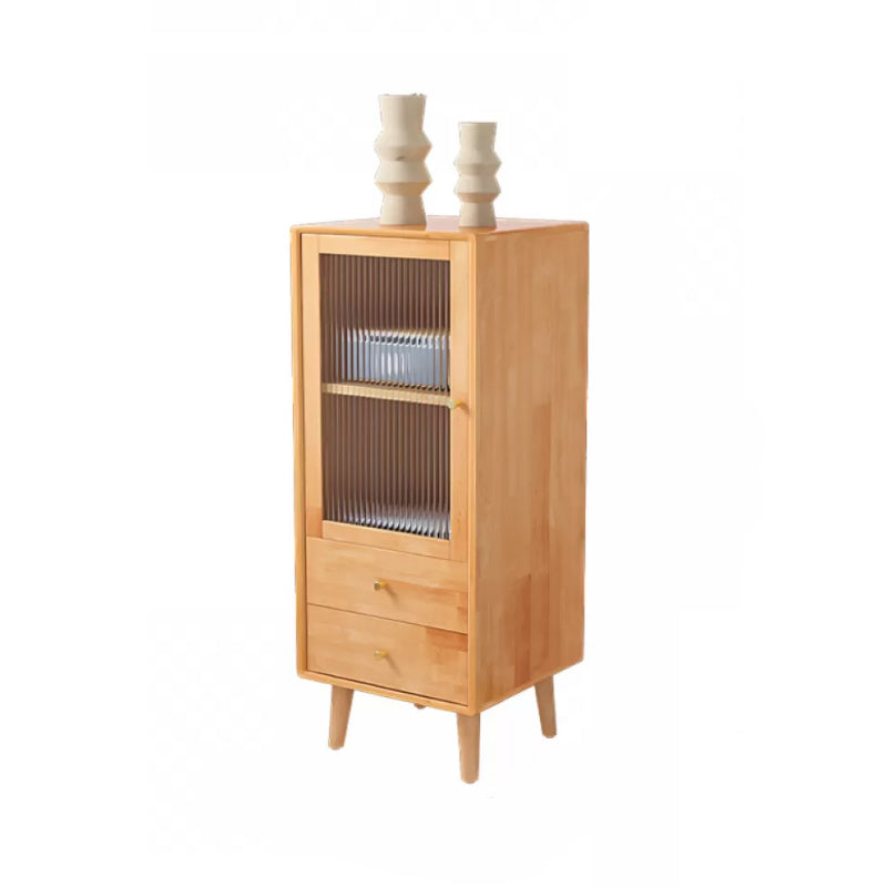 Contemporary Solid Wood Cabinet Glass Paned 1 - Door Natural Chest with Drawers Natural 2 Clearhalo 'Cabinets & Chests' 'cabinets_chests' 'furn' 'furn_cabinets_chests' 'Furniture' 'Living Room Furniture' 6568216