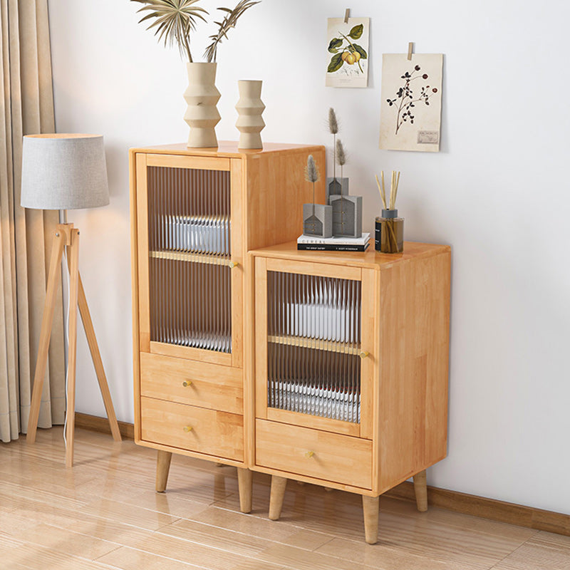 Contemporary Solid Wood Cabinet Glass Paned 1 - Door Natural Chest with Drawers Clearhalo 'Cabinets & Chests' 'cabinets_chests' 'furn' 'furn_cabinets_chests' 'Furniture' 'Living Room Furniture' 6568217