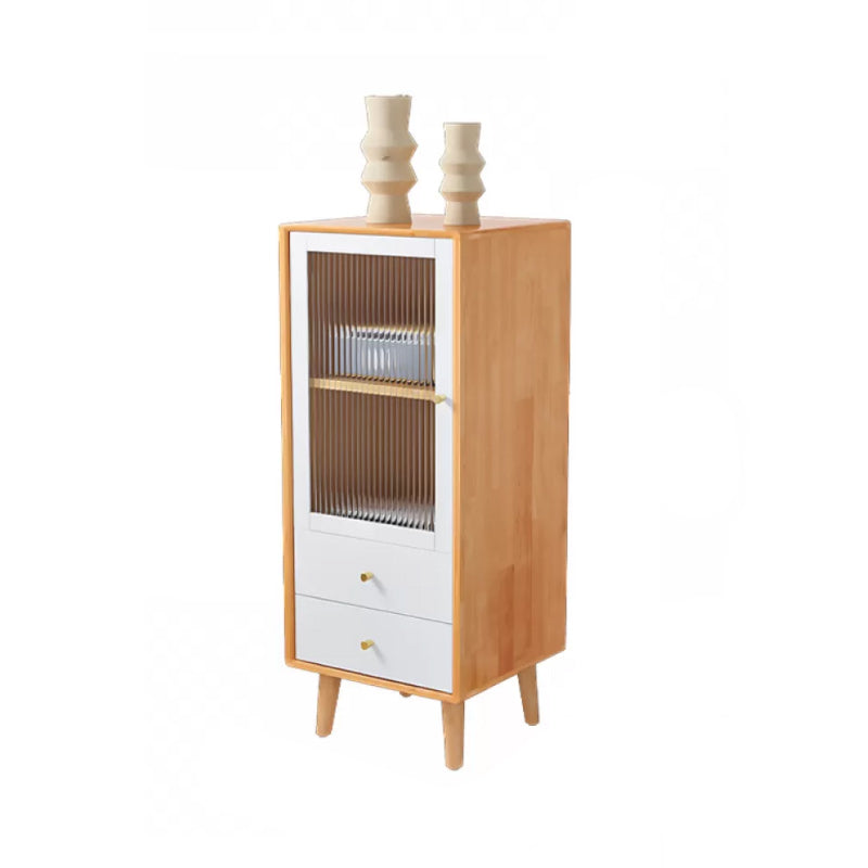 Contemporary Solid Wood Cabinet Glass Paned 1 - Door Natural Chest with Drawers Natural Wood White 2 Clearhalo 'Cabinets & Chests' 'cabinets_chests' 'furn' 'furn_cabinets_chests' 'Furniture' 'Living Room Furniture' 6568218