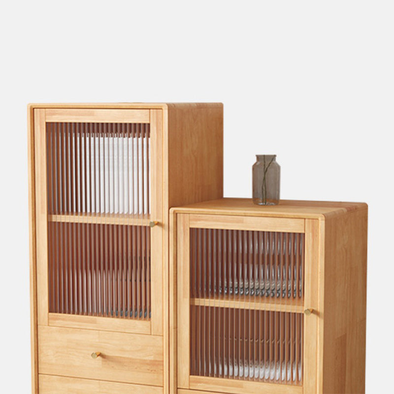 Contemporary Solid Wood Cabinet Glass Paned 1 - Door Natural Chest with Drawers Clearhalo 'Cabinets & Chests' 'cabinets_chests' 'furn' 'furn_cabinets_chests' 'Furniture' 'Living Room Furniture' 6568222
