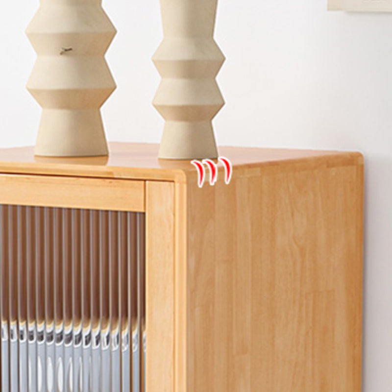 Contemporary Solid Wood Cabinet Glass Paned 1 - Door Natural Chest with Drawers Clearhalo 'Cabinets & Chests' 'cabinets_chests' 'furn' 'furn_cabinets_chests' 'Furniture' 'Living Room Furniture' 6568224