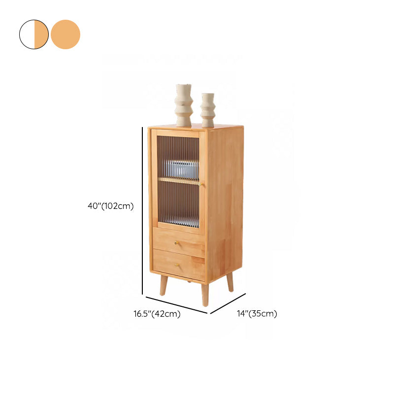 Contemporary Solid Wood Cabinet Glass Paned 1 - Door Natural Chest with Drawers Clearhalo 'Cabinets & Chests' 'cabinets_chests' 'furn' 'furn_cabinets_chests' 'Furniture' 'Living Room Furniture' 6568226