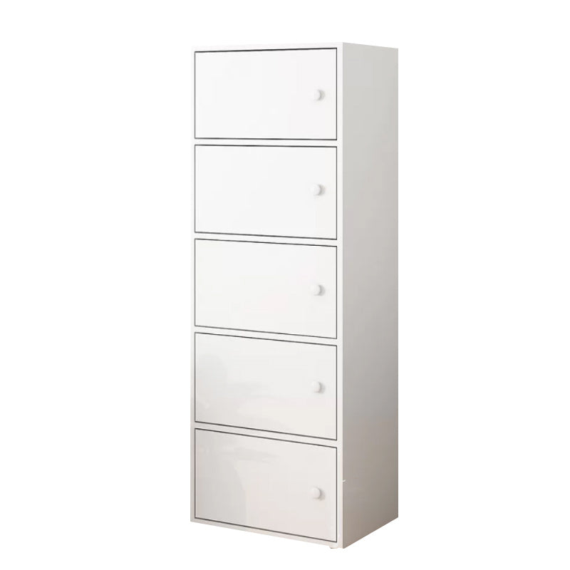Simple Side Cabinet with Doors Modern Faux Wood Accent Cabinet 16"L x 10"W x 50"H White Clearhalo 'Cabinets & Chests' 'cabinets_chests' 'furn' 'furn_cabinets_chests' 'Furniture' 'Living Room Furniture' 6568277