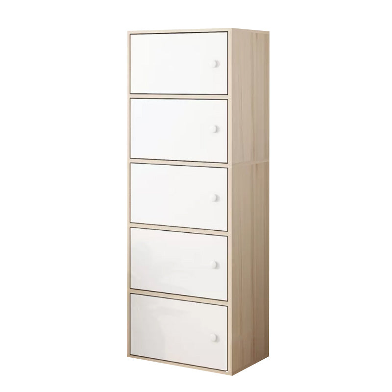 Simple Side Cabinet with Doors Modern Faux Wood Accent Cabinet 16"L x 12"W x 50"H Brown Clearhalo 'Cabinets & Chests' 'cabinets_chests' 'furn' 'furn_cabinets_chests' 'Furniture' 'Living Room Furniture' 6568286