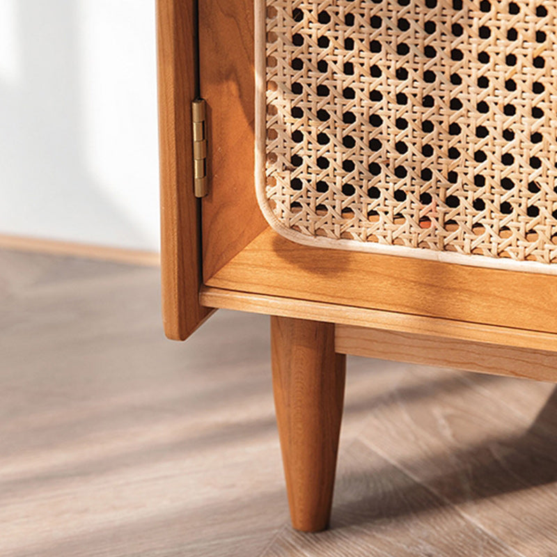 51.2" Tall Solid Wood Storage Cabinet with Glass Paned 2 - Door Rattan Accent Chest Clearhalo 'Cabinets & Chests' 'cabinets_chests' 'furn' 'furn_cabinets_chests' 'Furniture' 'Living Room Furniture' 6568332