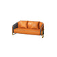 Modern Leather Sofa Chesterfield Tuxedo Arm Loveseat for Bonus Room 55.1"L x 25.6"W x 29.5"H Orange Clearhalo 'furn' 'furn_sofas' 'Furniture' 'Living Room Furniture' 'Sofa' 'sofas' 6568689