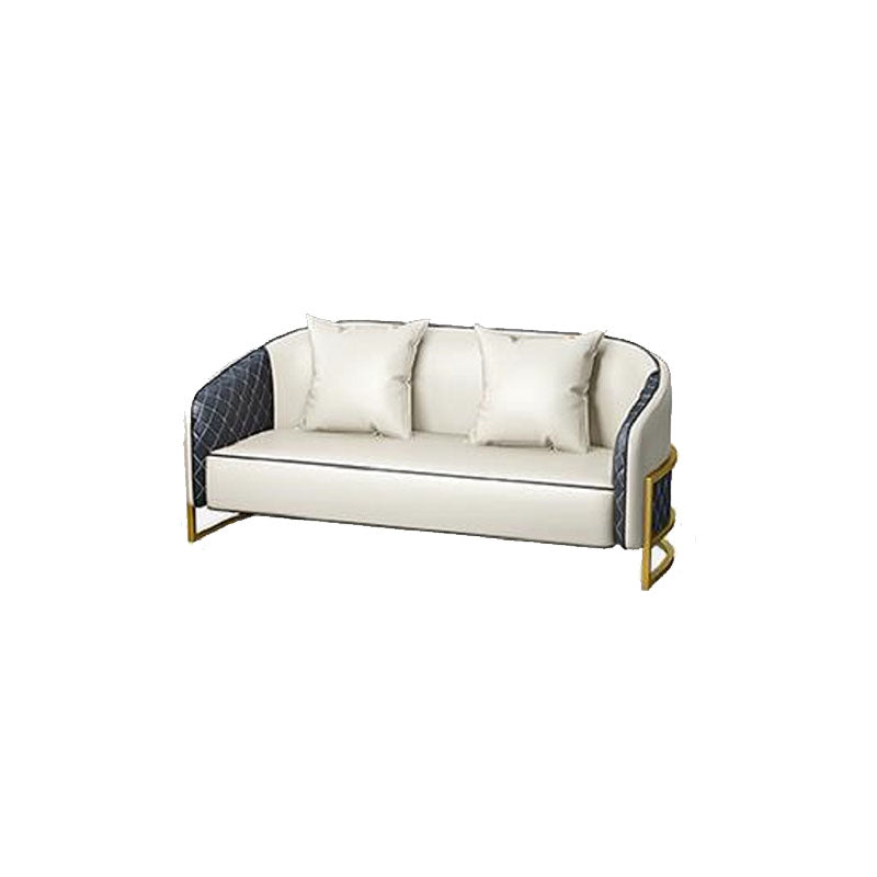 Modern Leather Sofa Chesterfield Tuxedo Arm Loveseat for Bonus Room 55.1"L x 25.6"W x 29.5"H Off-White Clearhalo 'furn' 'furn_sofas' 'Furniture' 'Living Room Furniture' 'Sofa' 'sofas' 6568692