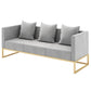 26" Wide Contemporary Gray Sofa Square Arm Sofa for Bonus Room