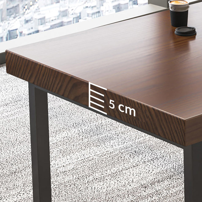 Escritorio de oficina rectangular industrial escritorio de escritura de madera maciza con patas de metal