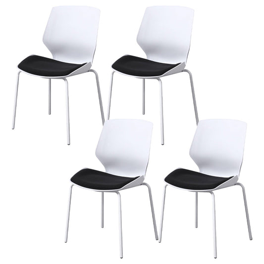 Modern Office Chair No Wheels Armless Upholstered No Distressing Desk Chair Black 4 Piece Set Four Legs