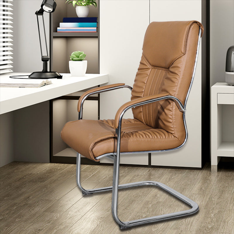 Modern Fixed Arms Office Chair Leather Task Chair for Office Brown 1 Piece Latex Clearhalo 'furn' 'furn_office_chair' 'Furniture' 'Office Chairs' 'Office Furniture' 'office_chair' 6569167