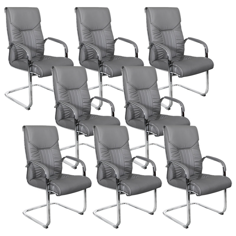 Modern Fixed Arms Office Chair Leather Task Chair for Office Dark Gray 8 Piece Set Clearhalo 'furn' 'furn_office_chair' 'Furniture' 'Office Chairs' 'Office Furniture' 'office_chair' 6569185