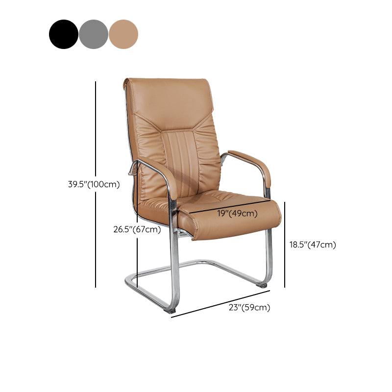 Modern Fixed Arms Office Chair Leather Task Chair for Office Clearhalo 'furn' 'furn_office_chair' 'Furniture' 'Office Chairs' 'Office Furniture' 'office_chair' 6569190