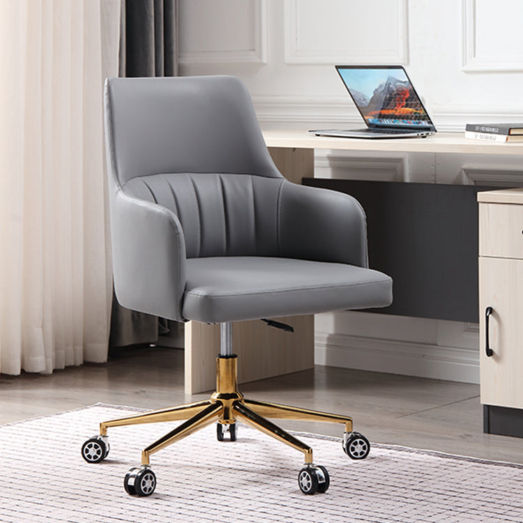 Modern Fixed Arms Desk Chair Adjustable Seat Height Office Chair with Wheels Grey 1 Piece Clearhalo 'furn' 'furn_office_chair' 'Furniture' 'Office Chairs' 'Office Furniture' 'office_chair' 6569308