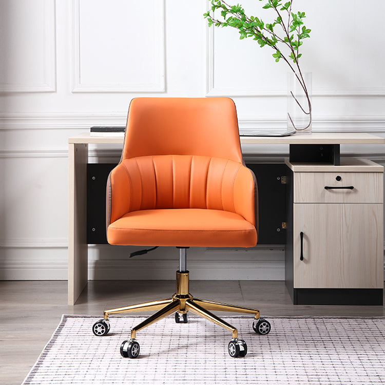 Modern Fixed Arms Desk Chair Adjustable Seat Height Office Chair with Wheels Orange 1 Piece Clearhalo 'furn' 'furn_office_chair' 'Furniture' 'Office Chairs' 'Office Furniture' 'office_chair' 6569310