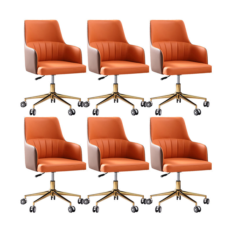 Modern Fixed Arms Desk Chair Adjustable Seat Height Office Chair with Wheels Orange 6 Piece Set Clearhalo 'furn' 'furn_office_chair' 'Furniture' 'Office Chairs' 'Office Furniture' 'office_chair' 6569314
