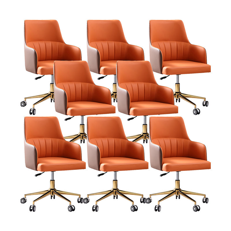 Modern Fixed Arms Desk Chair Adjustable Seat Height Office Chair with Wheels Orange 8 Piece Set Clearhalo 'furn' 'furn_office_chair' 'Furniture' 'Office Chairs' 'Office Furniture' 'office_chair' 6569315