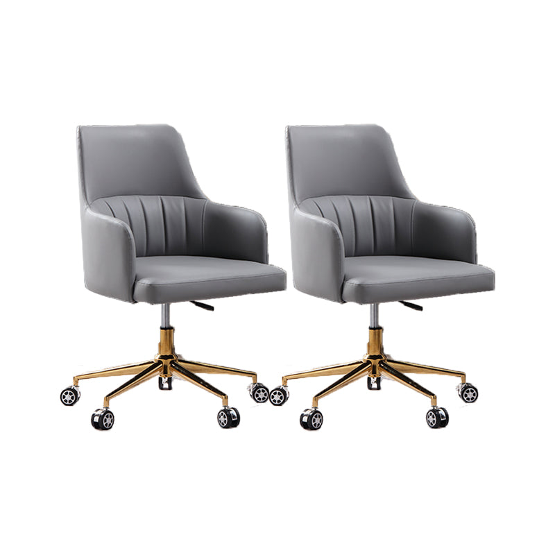 Modern Fixed Arms Desk Chair Adjustable Seat Height Office Chair with Wheels Grey 2 Piece Set Clearhalo 'furn' 'furn_office_chair' 'Furniture' 'Office Chairs' 'Office Furniture' 'office_chair' 6569318