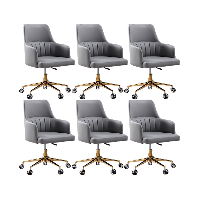 Modern Fixed Arms Desk Chair Adjustable Seat Height Office Chair with Wheels Grey 6 Piece Set Clearhalo 'furn' 'furn_office_chair' 'Furniture' 'Office Chairs' 'Office Furniture' 'office_chair' 6569323