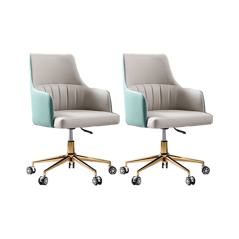 Modern Fixed Arms Desk Chair Adjustable Seat Height Office Chair with Wheels Gray-Green 2 Piece Set Clearhalo 'furn' 'furn_office_chair' 'Furniture' 'Office Chairs' 'Office Furniture' 'office_chair' 6569327