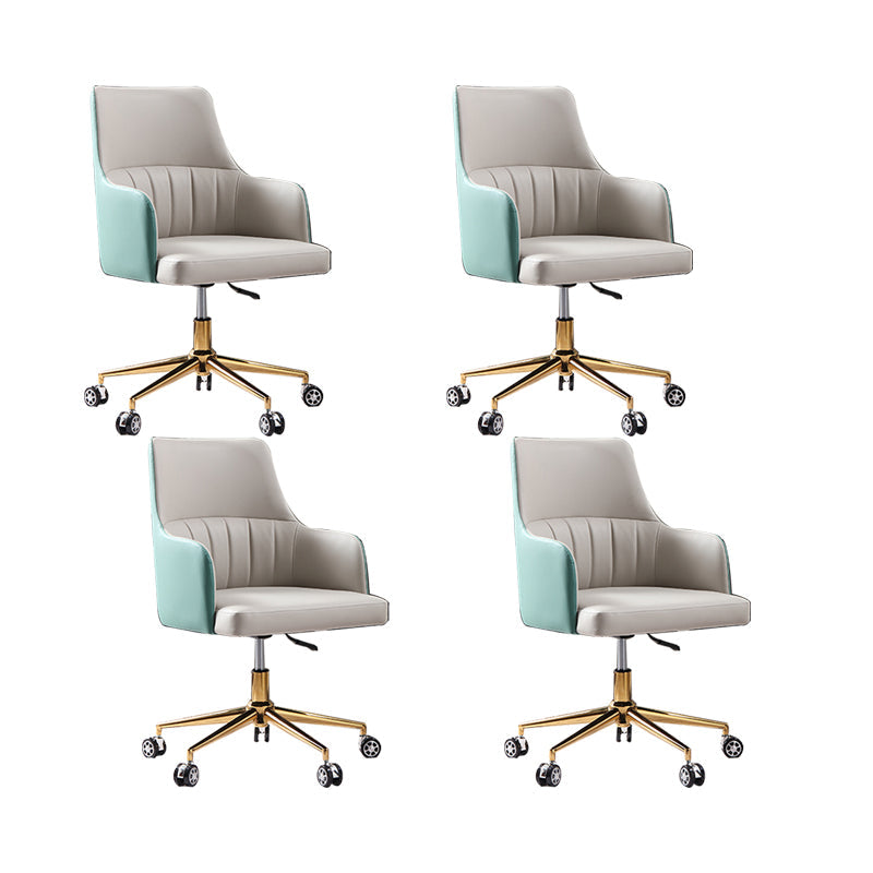 Modern Fixed Arms Desk Chair Adjustable Seat Height Office Chair with Wheels Gray-Green 4 Piece Set Clearhalo 'furn' 'furn_office_chair' 'Furniture' 'Office Chairs' 'Office Furniture' 'office_chair' 6569330