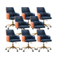 Modern Fixed Arms Desk Chair Adjustable Seat Height Office Chair with Wheels Navy Blue 8 Piece Set Clearhalo 'furn' 'furn_office_chair' 'Furniture' 'Office Chairs' 'Office Furniture' 'office_chair' 6569336
