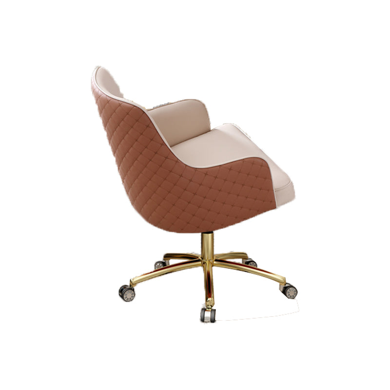 Modern Fixed Arms Desk Chair Adjustable Seat Height Office Chair with Wheels Beige 1 Piece Clearhalo 'furn' 'furn_office_chair' 'Furniture' 'Office Chairs' 'Office Furniture' 'office_chair' 6569337