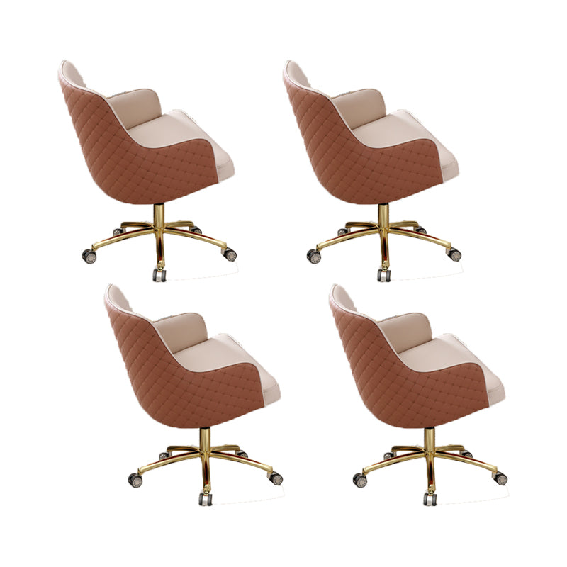 Modern Fixed Arms Desk Chair Adjustable Seat Height Office Chair with Wheels Beige 4 Piece Set Clearhalo 'furn' 'furn_office_chair' 'Furniture' 'Office Chairs' 'Office Furniture' 'office_chair' 6569339