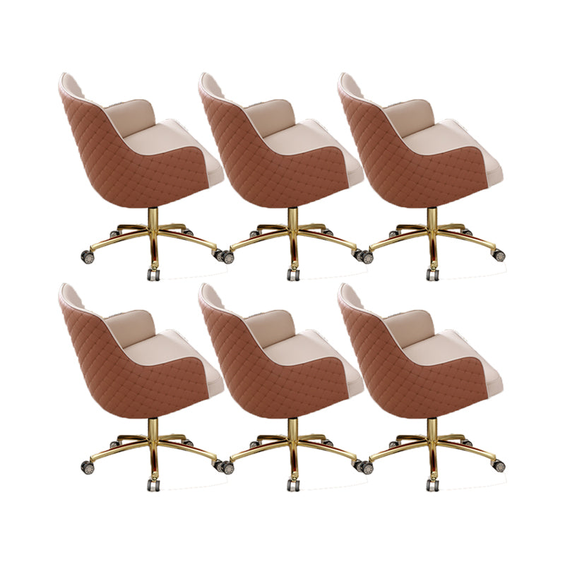 Modern Fixed Arms Desk Chair Adjustable Seat Height Office Chair with Wheels Beige 6 Piece Set Clearhalo 'furn' 'furn_office_chair' 'Furniture' 'Office Chairs' 'Office Furniture' 'office_chair' 6569340