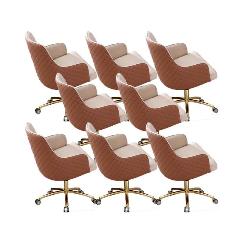 Modern Fixed Arms Desk Chair Adjustable Seat Height Office Chair with Wheels Beige 8 Piece Set Clearhalo 'furn' 'furn_office_chair' 'Furniture' 'Office Chairs' 'Office Furniture' 'office_chair' 6569341