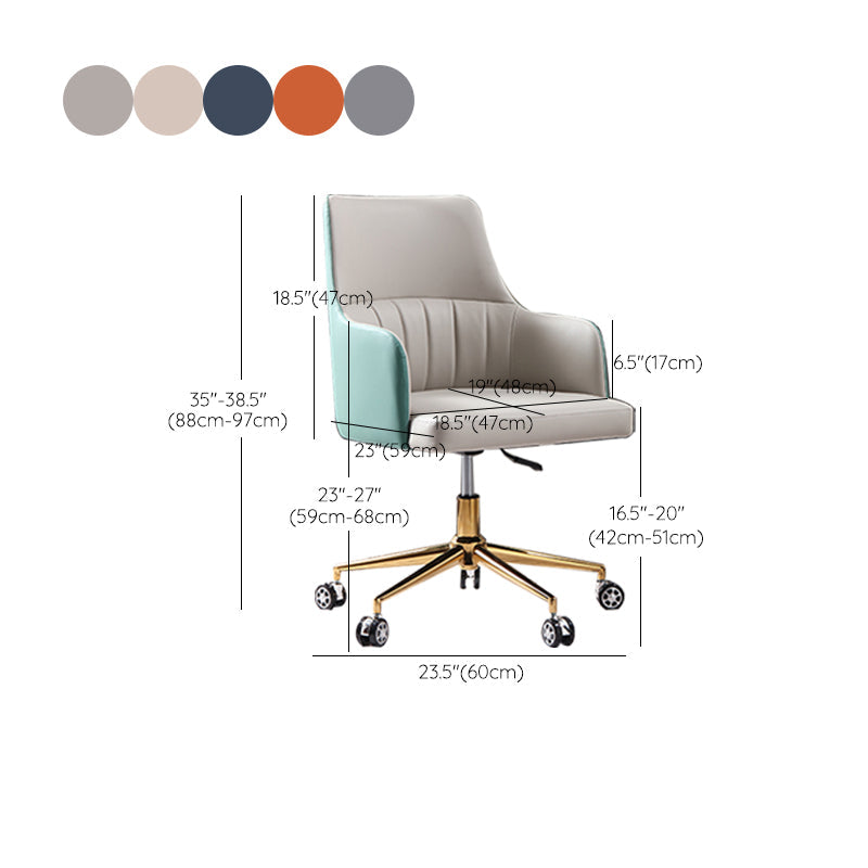 Modern Fixed Arms Desk Chair Adjustable Seat Height Office Chair with Wheels Clearhalo 'furn' 'furn_office_chair' 'Furniture' 'Office Chairs' 'Office Furniture' 'office_chair' 6569342