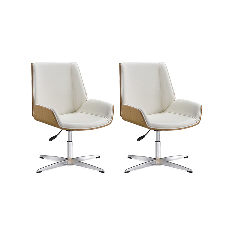 Slide Modern Desk Chair Adjustable Seat Height Office Chair with Wheels White 2 Piece Set Clearhalo 'furn' 'furn_office_chair' 'Furniture' 'Office Chairs' 'Office Furniture' 'office_chair' 6569346