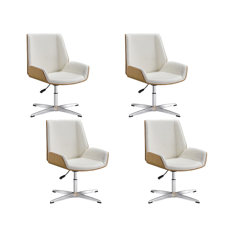 Slide Modern Desk Chair Adjustable Seat Height Office Chair with Wheels White 4 Piece Set Clearhalo 'furn' 'furn_office_chair' 'Furniture' 'Office Chairs' 'Office Furniture' 'office_chair' 6569347