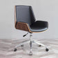Slide Modern Desk Chair Adjustable Seat Height Office Chair with Wheels Black Genuine Leather 1 Piece Clearhalo 'furn' 'furn_office_chair' 'Furniture' 'Office Chairs' 'Office Furniture' 'office_chair' 6569349
