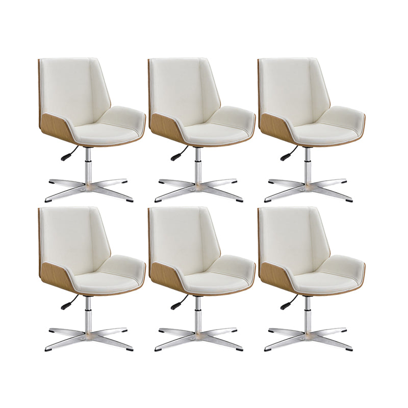 Slide Modern Desk Chair Adjustable Seat Height Office Chair with Wheels White 6 Piece Set Clearhalo 'furn' 'furn_office_chair' 'Furniture' 'Office Chairs' 'Office Furniture' 'office_chair' 6569350
