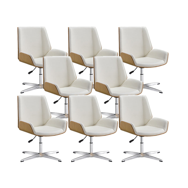 Slide Modern Desk Chair Adjustable Seat Height Office Chair with Wheels White 8 Piece Set Clearhalo 'furn' 'furn_office_chair' 'Furniture' 'Office Chairs' 'Office Furniture' 'office_chair' 6569351