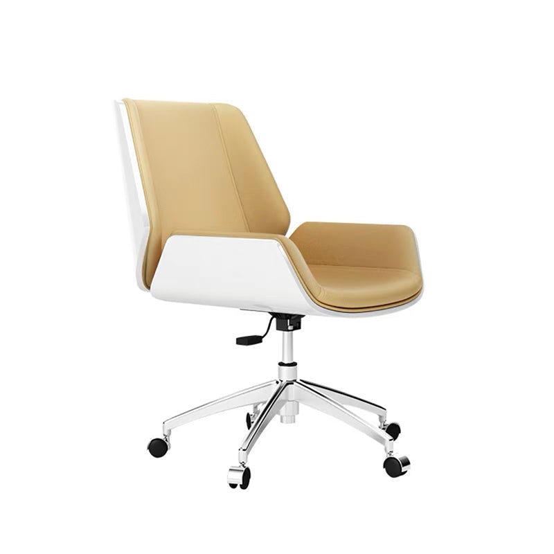 Slide Modern Desk Chair Adjustable Seat Height Office Chair with Wheels Beige 1 Piece Clearhalo 'furn' 'furn_office_chair' 'Furniture' 'Office Chairs' 'Office Furniture' 'office_chair' 6569353