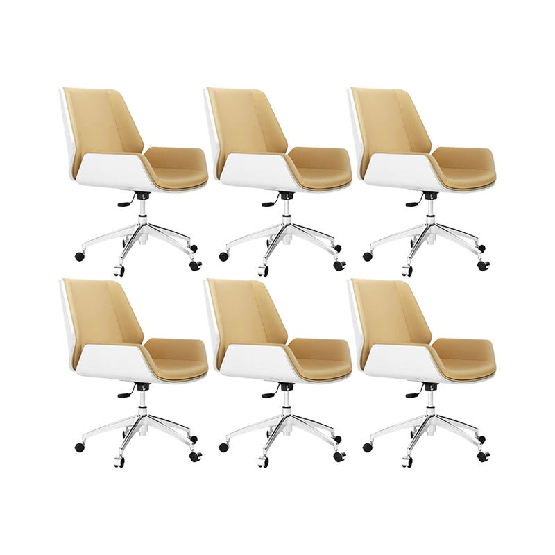 Slide Modern Desk Chair Adjustable Seat Height Office Chair with Wheels Beige 6 Piece Set Clearhalo 'furn' 'furn_office_chair' 'Furniture' 'Office Chairs' 'Office Furniture' 'office_chair' 6569360