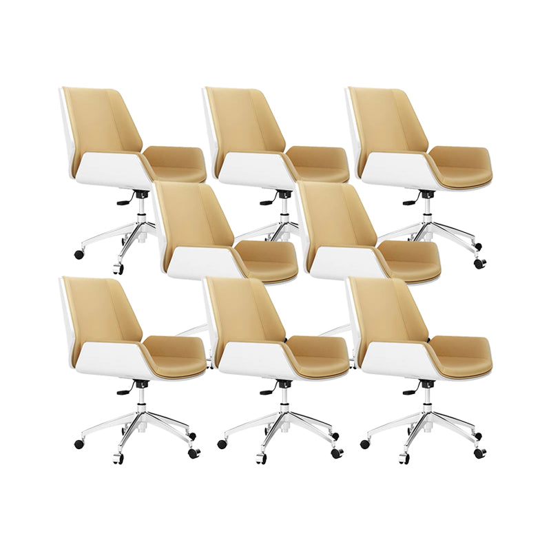 Slide Modern Desk Chair Adjustable Seat Height Office Chair with Wheels Beige 8 Piece Set Clearhalo 'furn' 'furn_office_chair' 'Furniture' 'Office Chairs' 'Office Furniture' 'office_chair' 6569362