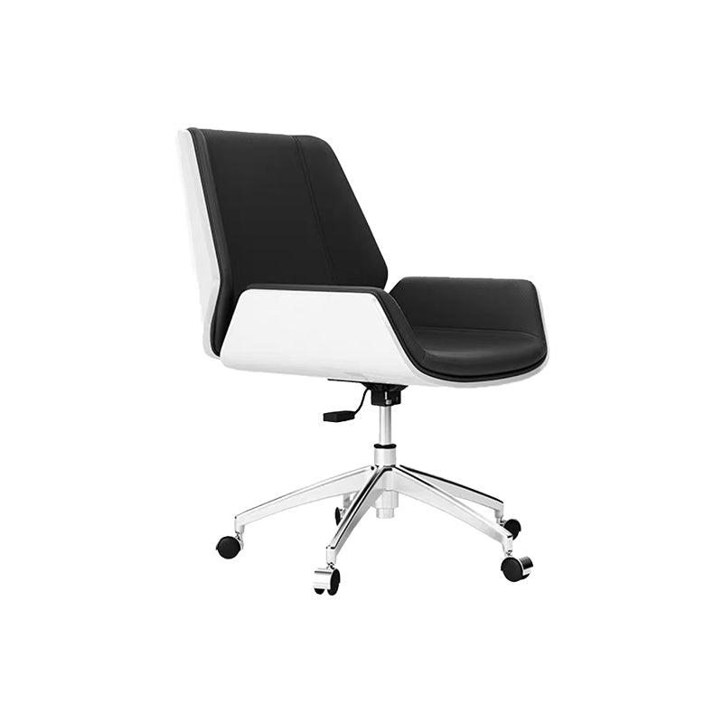 Slide Modern Desk Chair Adjustable Seat Height Office Chair with Wheels Black White 1 Piece Clearhalo 'furn' 'furn_office_chair' 'Furniture' 'Office Chairs' 'Office Furniture' 'office_chair' 6569364