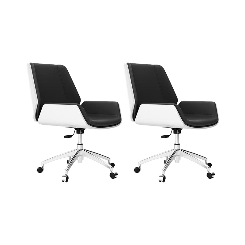 Slide Modern Desk Chair Adjustable Seat Height Office Chair with Wheels Black White 2 Piece Set Clearhalo 'furn' 'furn_office_chair' 'Furniture' 'Office Chairs' 'Office Furniture' 'office_chair' 6569365
