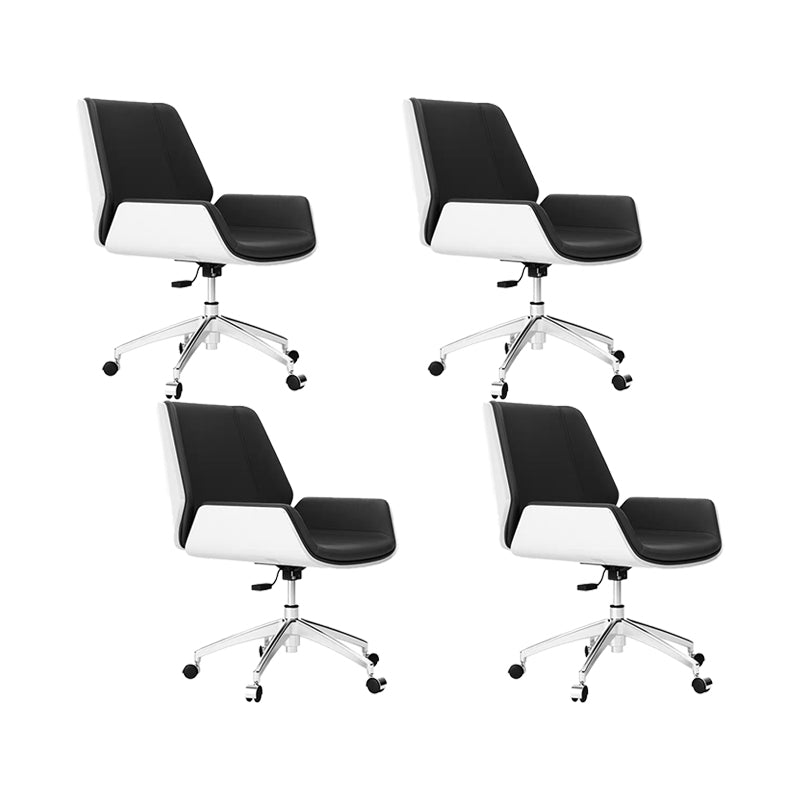 Slide Modern Desk Chair Adjustable Seat Height Office Chair with Wheels Black White 4 Piece Set Clearhalo 'furn' 'furn_office_chair' 'Furniture' 'Office Chairs' 'Office Furniture' 'office_chair' 6569366