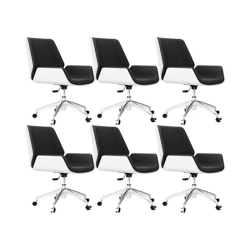 Slide Modern Desk Chair Adjustable Seat Height Office Chair with Wheels Black White 6 Piece Set Clearhalo 'furn' 'furn_office_chair' 'Furniture' 'Office Chairs' 'Office Furniture' 'office_chair' 6569367