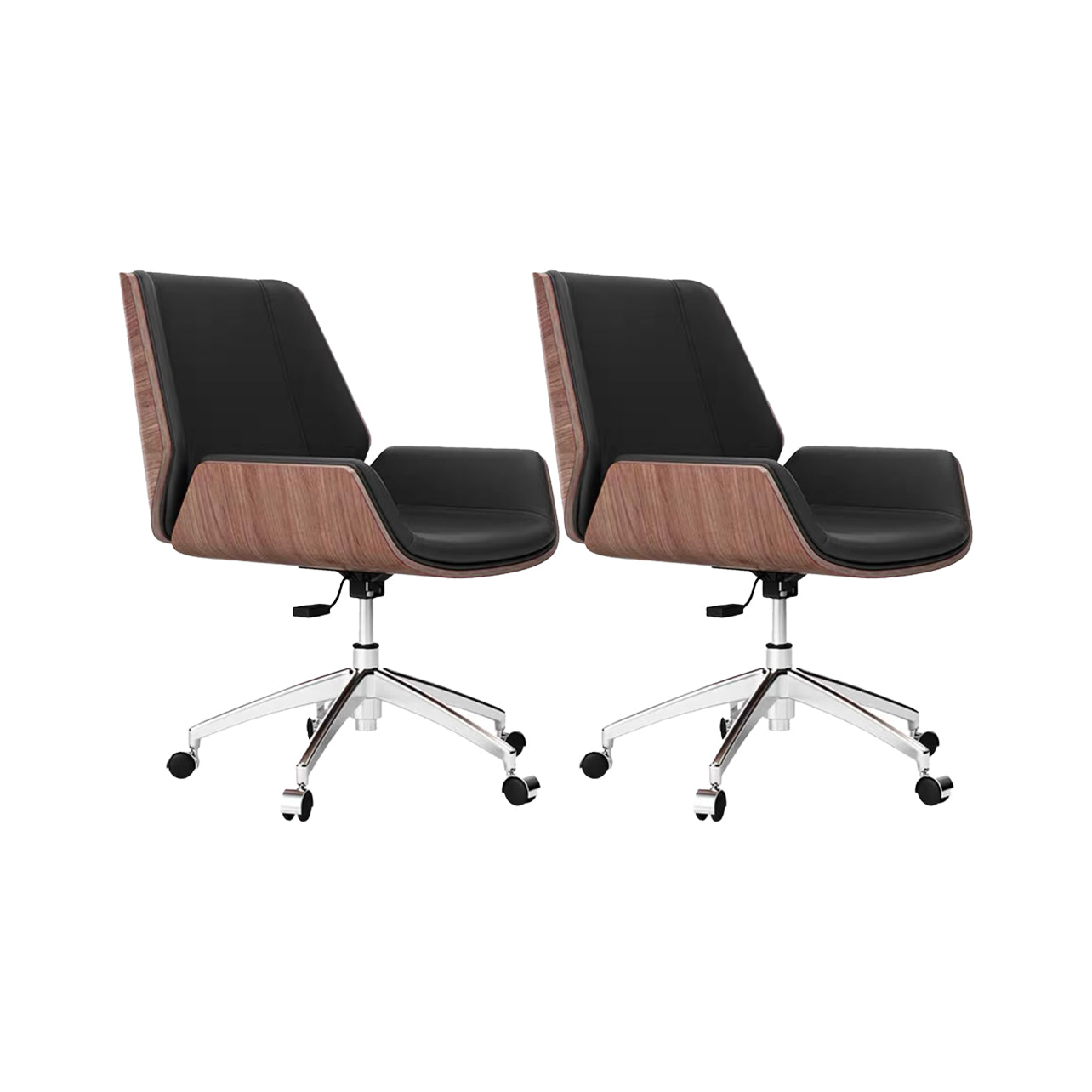 Slide Modern Desk Chair Adjustable Seat Height Office Chair with Wheels Black 2 Piece Set Clearhalo 'furn' 'furn_office_chair' 'Furniture' 'Office Chairs' 'Office Furniture' 'office_chair' 6569369