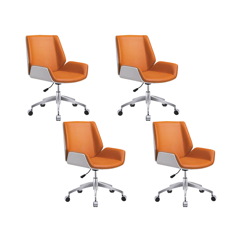 Slide Modern Desk Chair Adjustable Seat Height Office Chair with Wheels Orange 4 Piece Set Clearhalo 'furn' 'furn_office_chair' 'Furniture' 'Office Chairs' 'Office Furniture' 'office_chair' 6569375