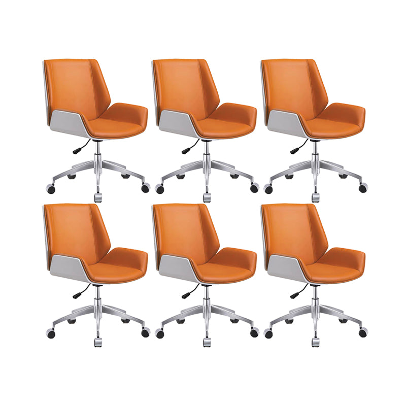 Slide Modern Desk Chair Adjustable Seat Height Office Chair with Wheels Orange 6 Piece Set Clearhalo 'furn' 'furn_office_chair' 'Furniture' 'Office Chairs' 'Office Furniture' 'office_chair' 6569376